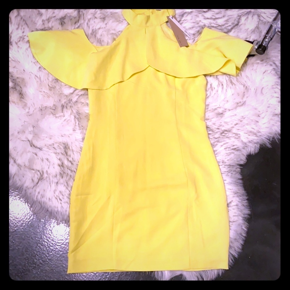 Yellow off the shoulder formal dress